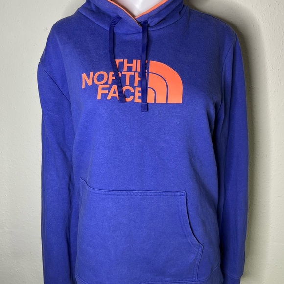 The North Face Royal Blue Hoodie with Bright Orange Logo - Picture 2 of 3